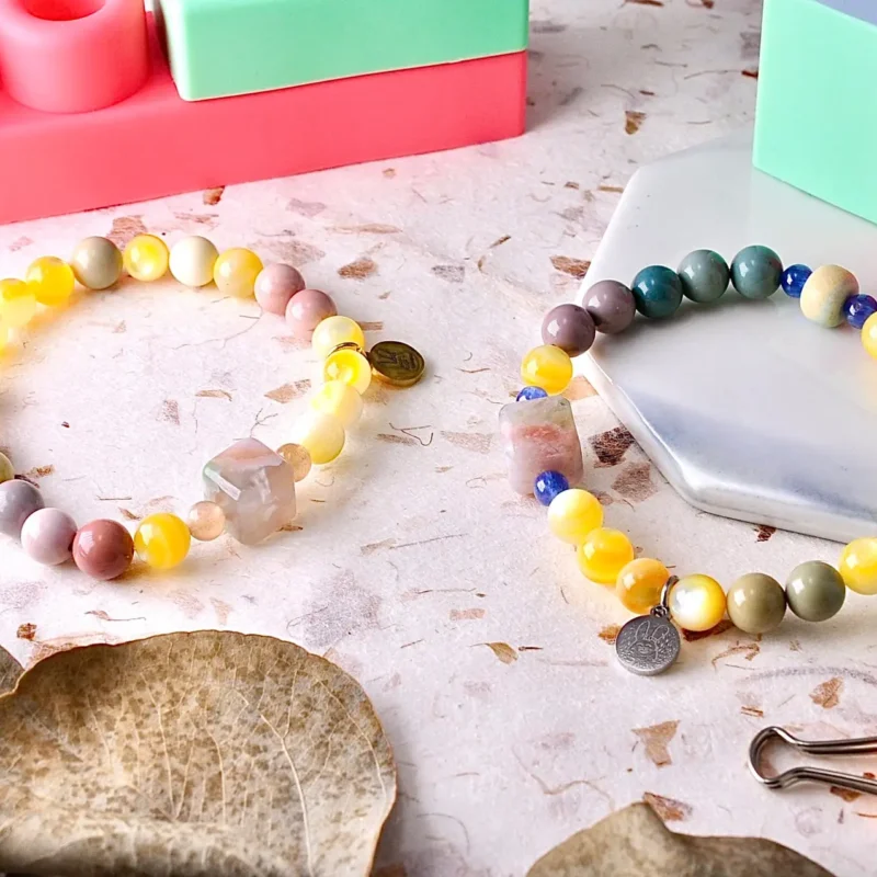 典藏原創｜蜜糖果香：小朋友的純粹光彩｜黃金貝 x 阿拉善 x 櫻花瑪瑙