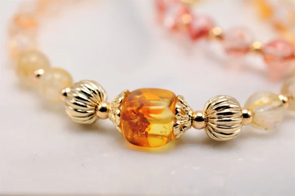 復古系列｜典睛黃膠：專注事業與內在定力｜花珀 x 黃膠花 x 鈦晶