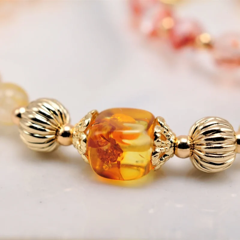 復古系列｜典睛黃膠：專注事業與內在定力｜花珀 x 黃膠花 x 鈦晶